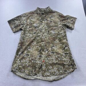 Duck Camp Shirt Mens Large Green Camo Vented Button Up Hunting Outdoor